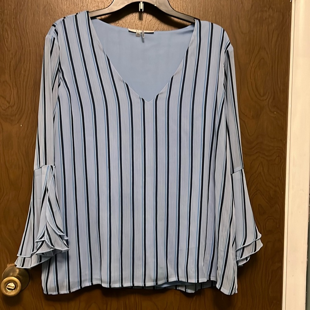 Sioni blue striped lined blouse size XL